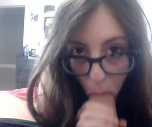 girl with glasses sucking dick